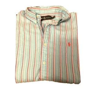 POLO by Ralph Lauren Blue/WhitePink Striped L/S Button Down Oxford. Size XL